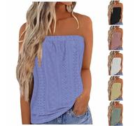 Maglia da donna primavera estate vicino al corpo - Top schiena nuda donna Y2K Top grande taglia senza spalline estate top bralette camicetta chic ed elegante in cotone e lino maglietta traforata