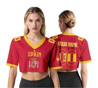Maglia da Fan di Calcio Personalizzata per Donna - Top della Coppa del Mondo 2026 con Nome e Numero, Y2K t-Shirt a Maniche Corte, Maglia Estiva Carina per Ragazze, Regalo per Il Match (S-Pain)