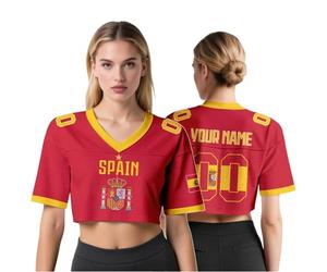 Maglia da Fan di Calcio Personalizzata per Donna - Top della Coppa del Mondo 2026 con Nome e Numero, Y2K t-Shirt a Maniche Corte, Maglia Estiva Carina per Ragazze, Regalo per Il Match (S-Pain)