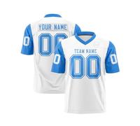 Maglia da football americano personalizzata, con nome della squadra e numero, maglietta sportiva per uomo, donna, ragazzi, 1 azzurro cielo., S