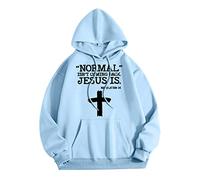 Maglia da Lavoro Inverno La normalità Non Sta tornando Gesù è Uomo Donna Lettera Grafica con Cappuccio Stampa Girocollo Manica Lunga Felpa Top Felpe Zip Cotone (Light Blue, M)