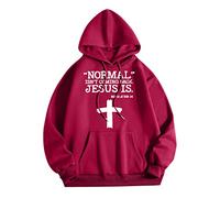 Maglia da Lavoro Inverno La normalità Non Sta tornando Gesù è Uomo Donna Lettera Grafica con Cappuccio Stampa Girocollo Manica Lunga Felpa Top Felpe Zip Cotone (XL)