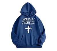 Maglia da Lavoro Inverno La normalità Non Sta tornando Gesù è Uomo Donna Lettera Grafica con Cappuccio Stampa Girocollo Manica Lunga Felpa Top Felpe Zip Cotone (Blue, S)
