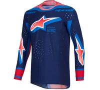 Maglia da motocross Alpinestars Supertech Vista blu scuro-corallo-cobalto M