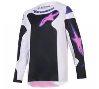 Maglia da motocross per bambini Alpinestars Fluid Grid nera-grigio chiaro-viola XL