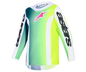 Maglia da motocross per bambini Alpinestars Fluid Portl verde-bianco-nero L
