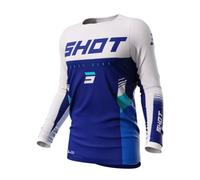 Maglia da motocross Shot Contact Tracer blu e bianca Saldi M