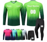 Maglia da Portiere da Calcio Uomo Adulto/Bambino Personalizzabile Maglia Portiere Maglia Calcio Portiere Uomo con Nome Numero Logo Squadra(Green 1)