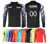 Maglia da Portiere da Calcio Uomo Adulto/Bambino Personalizzabile Maglia Portiere Maglia Calcio Portiere Uomo con Nome Numero Logo Squadra(Black)