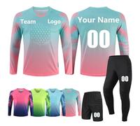 Maglia da Portiere da Calcio Uomo Personalizzabile,Maglia Portiere Maglia Calcio Portiere Uomo Bambini con Nome Numero Logo Squadra(Pink Green)