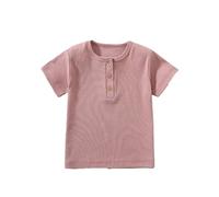 Maglia da ragazzo a maniche corte con taschino, casual per bambini per tutti i giorni, scuola, attività all'aperto, estate, comoda, traspirante, morbida, per bambini, Colore: rosa., 3-4 Anni