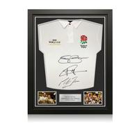 Maglia da rugby autografata da Robinson, Jonny Wilkinson e Johnson. Incorniciato