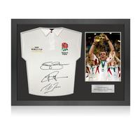Maglia da rugby autografata da Wilkinson, Johnson e Robinson. Cornice dell'icona
