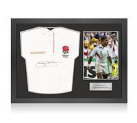 Maglia da rugby dell'Inghilterra autografata da Jason Robinson. Cornice Icon