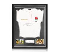 Maglia da rugby dell'Inghilterra autografata da Jason Robinson Cornice superiore