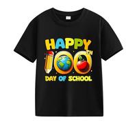 Maglia da sci per bambini 152 Girls and Boys Casual Short Sleeved T Shirt 100 Days of School Opening 100 Days Anniversary Personality Loose Short Sleeved Blusa bianca, Nero , 2-3 Jahre