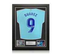 Maglia da trasferta autografata da Luis Suarez: stampa originale. Incorniciata