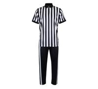 Maglia da , uniforme a righe bianche e nere, maglietta a maniche corte con scollo a V e pantaloni per arbitri di calcio, per basket, hockey, calcio, pallavolo, baseball, softball, sport, tuta