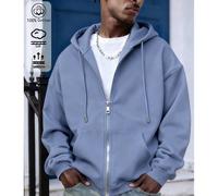 Maglia da uomo in cotone, cardigan/felpa con zip e cappuccio, ampia e basica, adatta per la primavera e l'autunno, in tessuto di cotone morbido e traspirante, con spalle scese e maniche lunghe. L,M,S,