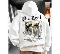 Maglia da uomo in cotone, felpa con cappuccio street style con motivo raffigurante la statua di David, felpa bianca da uomo con cappuccio e spalle scese, felpa con cappuccio calda e ampia in tessuto s