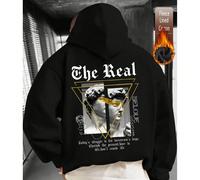 Maglia da uomo in cotone, felpa con cappuccio street style con motivo raffigurante la statua di David, felpa con cappuccio nera da uomo con spalle scese, felpa con cappuccio calda e ampia in tessuto s