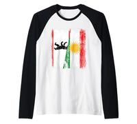 Maglia del Kurdistan di Berlino con Mezza Bandiera della Capitale Tedesca Maglia con Maniche Raglan