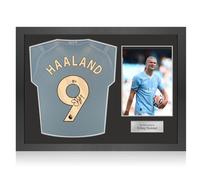 Maglia del Manchester City 2024 autografata da Erling Haaland Cornice dell'icona
