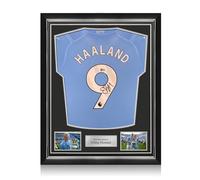 Maglia del Manchester City 2024 autografata da Erling Haaland. Telaio superiore