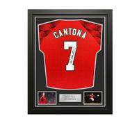 Maglia del Manchester United del 1998 autografata da Eric Cantona. Incorniciata