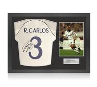 Maglia del Real Madrid 1999-00 autografata da Roberto Carlos. Cornice Icon