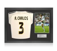 Maglia del Real Madrid 2003-04 autografata da Roberto Carlos. Cornice Icon