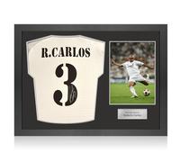 Maglia del Real Madrid autografata da Roberto Carlos. Cornice Icon