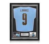 Maglia dell'Uruguay autografata da Luis Suarez. Cornice di qualità superiore.