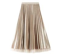Maglia di velluto dorato semicircola da donna con entrambi i lati di una gonna lunga a pieghe che indossa gonne sciolte, elegante e lunga plissettata, comoda gonna invernale baggy elastica a vita