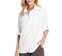 Maglia Donna Camicia Trekking Donna Camicetta Protezione Solare Maglietta a Manica Viaggi Casual Lunga Blusa Traspirante per Escursionismo Mare Spiaggia Piscina (White, S)