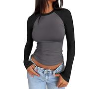 Maglia Donna Cotone Elasticizzato Leggero Aderente Basic Manica Lunga Maglia Termica Donna Aderenti Traspirante Girocollo Intimo Donna Elegante Primavera Autunno Nero Magliette Bianco Termiche