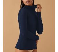 JADEA Maglia Donna 4066 Dolcevita Manica Lunga in Modal e Cashmere Navy, Taglia S