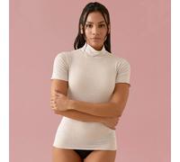 JADEA Maglia Donna Mezza Manica Collo Alto in Cashmere - Calda, Morbida e Perfetta Come Sottogiacca, Latte, L