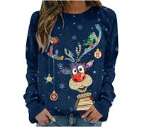 Maglia Donna Elegant Taglia Forti alla Moda Felpa Stampato Senza Cappuccio Pullover Tops da Natale Manica Lunga Grinch Natale Stampato per Il Tempo Libero Sportivo Felpa Maglie di Natale Donna