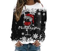 Maglia Donna Elegant Taglia Forti alla Moda Felpa Stampato Senza Cappuccio Pullover Tops da Natale Manica Lunga Grinch Natale Stampato per Il Tempo Libero Sportivo Maglione Natalizio Donna