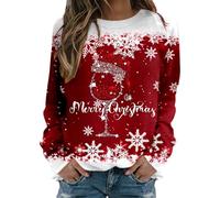 Maglia Donna Elegant Taglia Forti alla Moda Felpa Stampato Senza Cappuccio Pullover Tops da Natale Manica Lunga Grinch Natale Stampato per Il Tempo Libero Sportivo Maglione Natalizio Donna