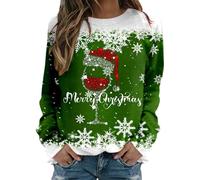 Maglia Donna Elegant Taglia Forti alla Moda Felpa Stampato Senza Cappuccio Pullover Tops da Natale Manica Lunga Grinch Natale Stampato per Il Tempo Libero Sportivo Maglione Natalizio Donna