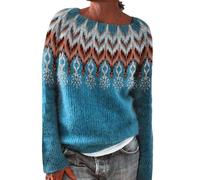 Maglia Donna Elegante Da Sera Maglioni Colorato Norvegese Elegante Comodo In Lana Maglione Lungo Donna Maglioncino Girocollo Caldo Pullover Oversize Aperto Felpe Classci In Cashmere Tunica Invernale