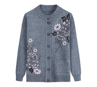 Maglia Donna Invernale,Cardigan Da Vecchia Signora per Donna con Stampa Di Strass Top per La Mamma Maniche Lunghe Maglioni Lavorati A Maglia per Mezza Età E Anziani con Bottoni Polsini A Coste Giac