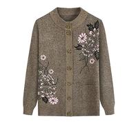 Maglia Donna Invernale,Cardigan Da Vecchia Signora per Donna con Stampa Di Strass Top per La Mamma Maniche Lunghe Maglioni Lavorati A Maglia per Mezza Età E Anziani con Bottoni Polsini A Coste Giac