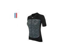 Maglia donna lebram iron cross celeste nera a maniche corte vestibilita su misura