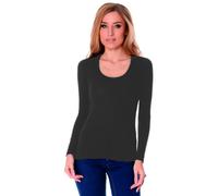JADEA Maglia Donna Intima Manica Lunga Colori Nero Blu e Grigio in Cotone 4056 Grigio, S