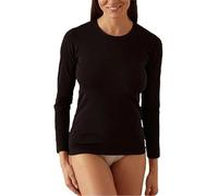 Maglia Donna Manica Lunga Girocollo Cotone Caldo Elasticizzato Felpato Caldo Jadea 4100 S Nero