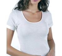 Maglia donna Moretta a manica corta in lana e seta con profili in raso art T5008