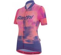 Maglia Santini Forza Indoor Training Full Zip Polartec manica corta arancione lilla donna - Corte Slim - S